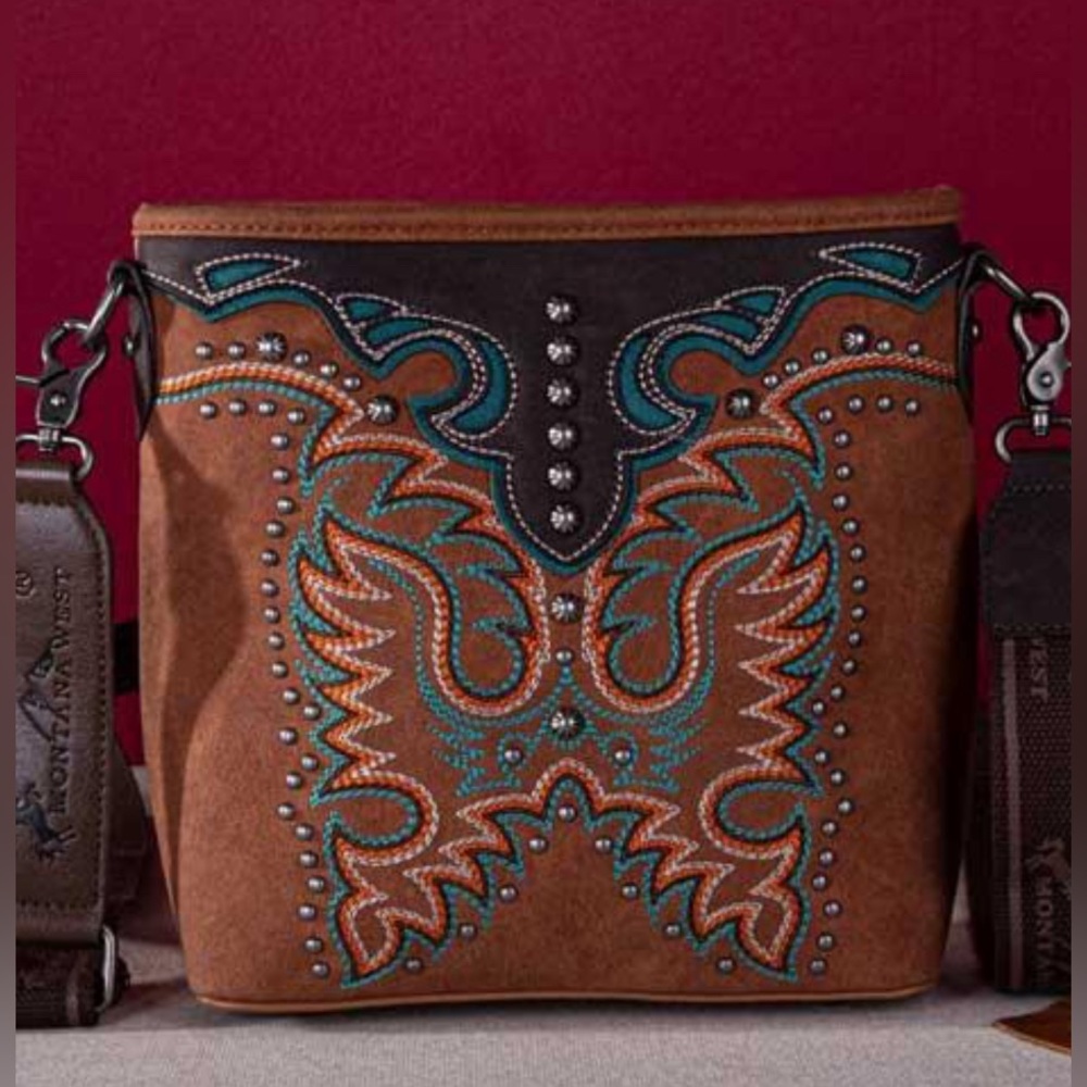 New Montana West Boho Concealed Carry Brown Boho Crossbody Bag